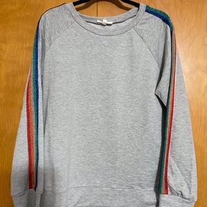 COPY - Entro sweatshirt with sparkled rainbow stripe on heathered gray pullover